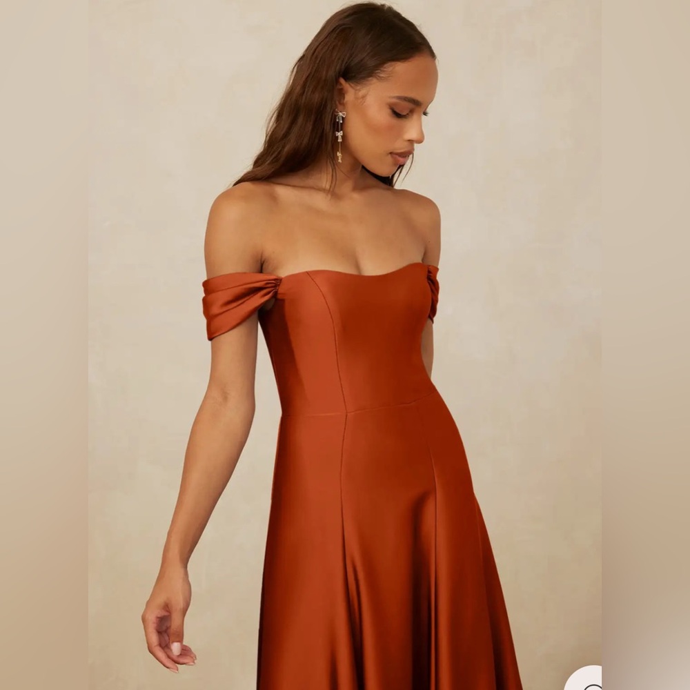 NWT CHRISTIAN SIRIANO FOR AZAZIE 1002 Paprika A-Line Off Shoulder Dress 4 & 6 - Picture 2 of 15